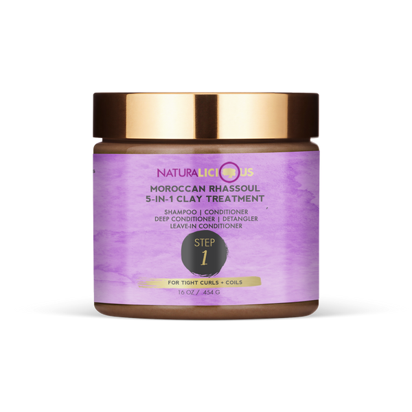 Step 1: Moroccan Rhassoul 5-in-1 Clay Treatment (For Tight Curls)