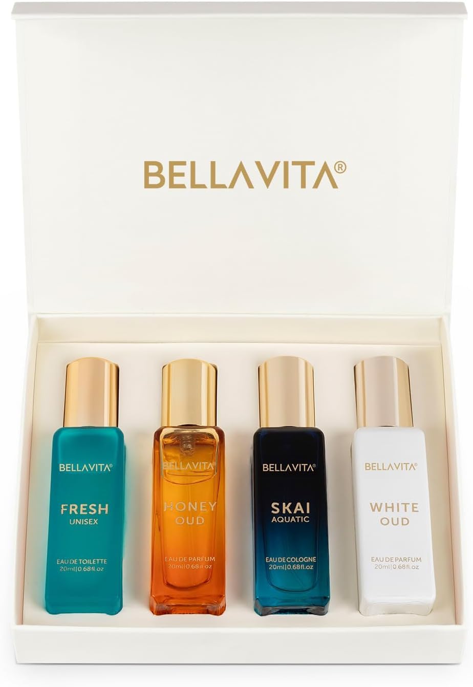 BellaVita Luxury Unisex Mini Perfume Gift Set | 4 × 20ml