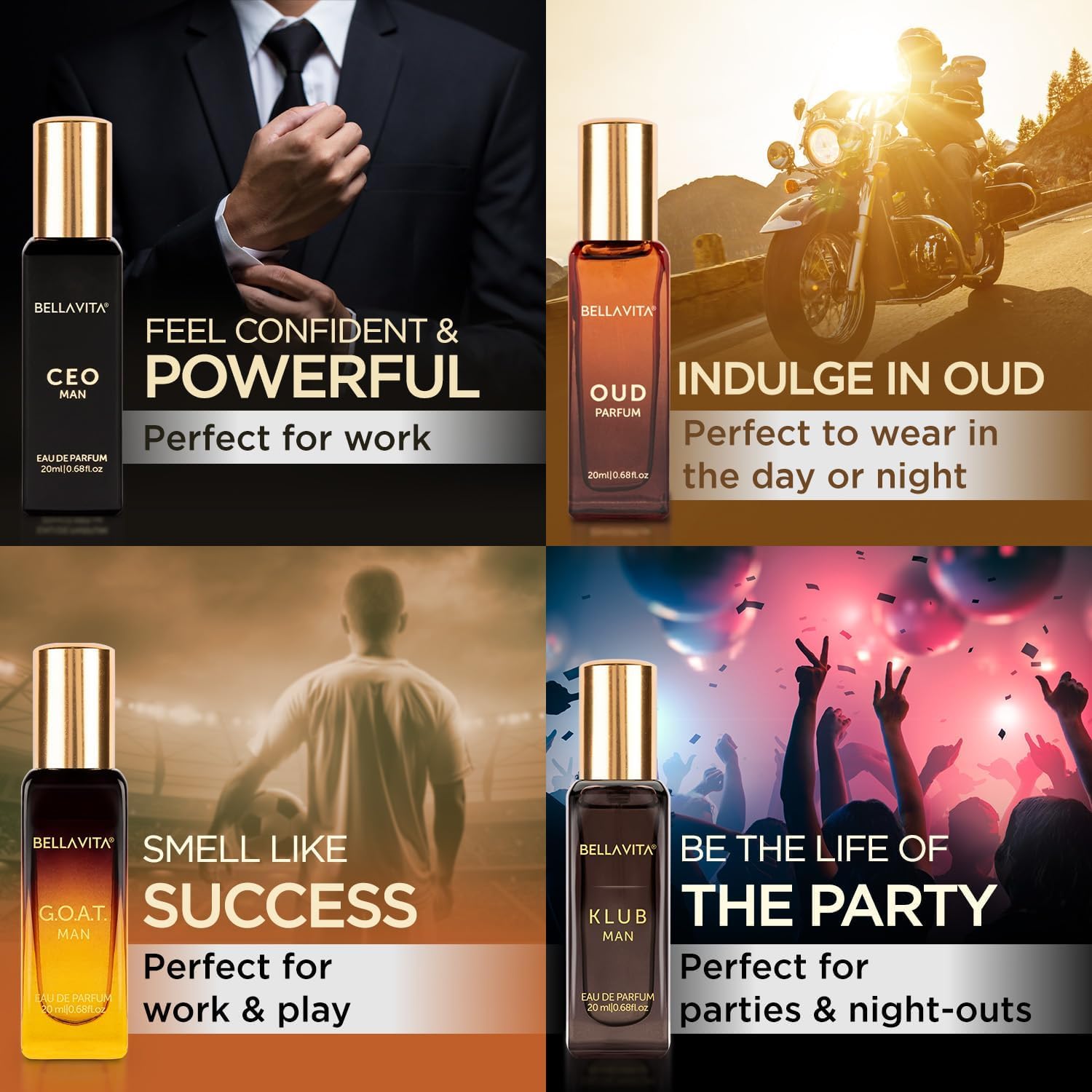 BellaVita Men's Luxury Perfume Gift Set | 4 × 20ml