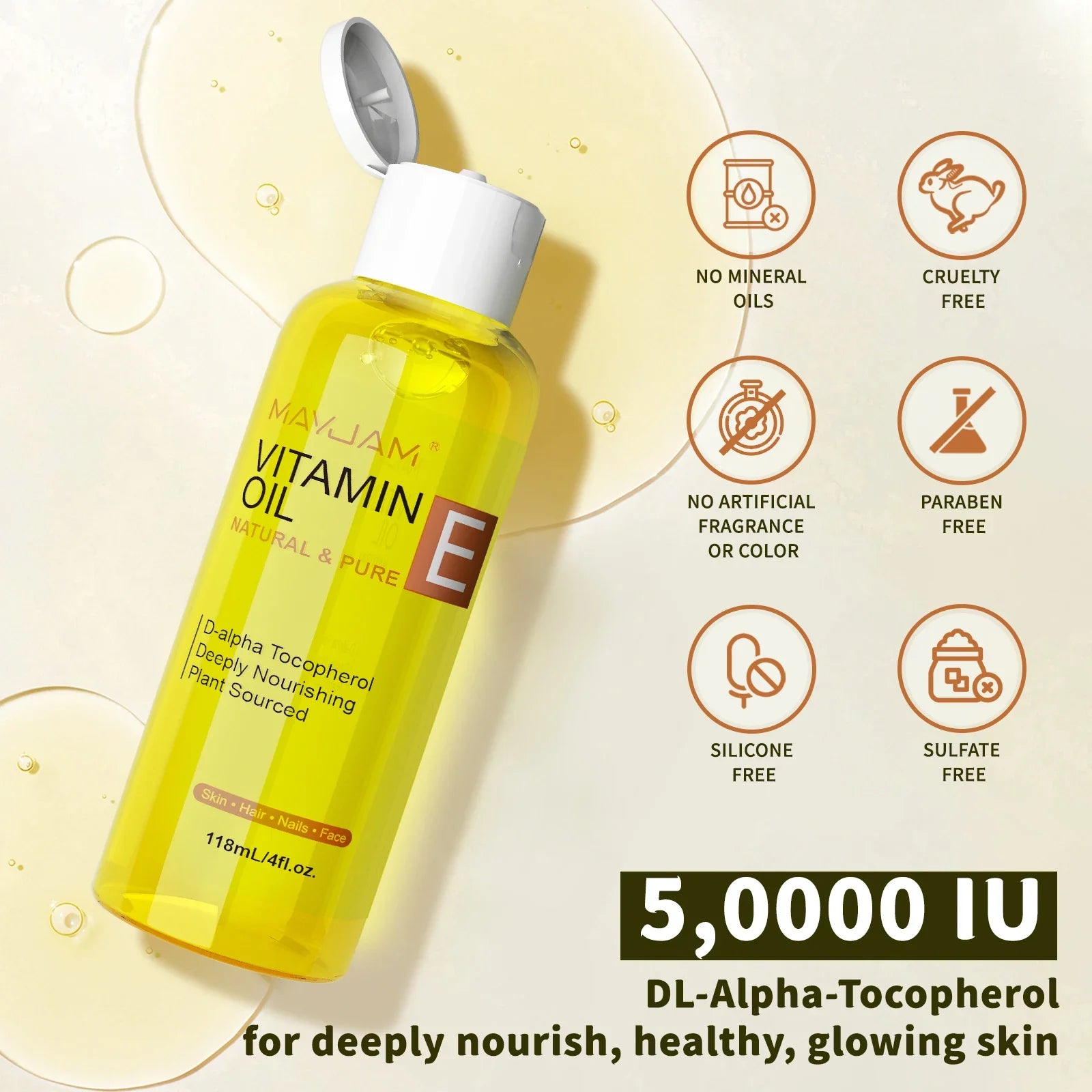 MAYJAM Natural Vitamin E Oil | Moisturizing Skin Care